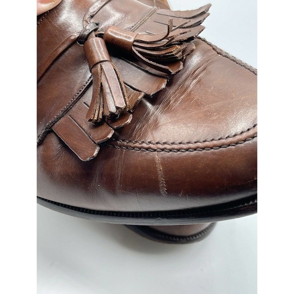 Mezlan Men's Size 10 M Santander Brown Tan Leather Slip-On Tassel Loafer Shoes - Picture 10 of 12
